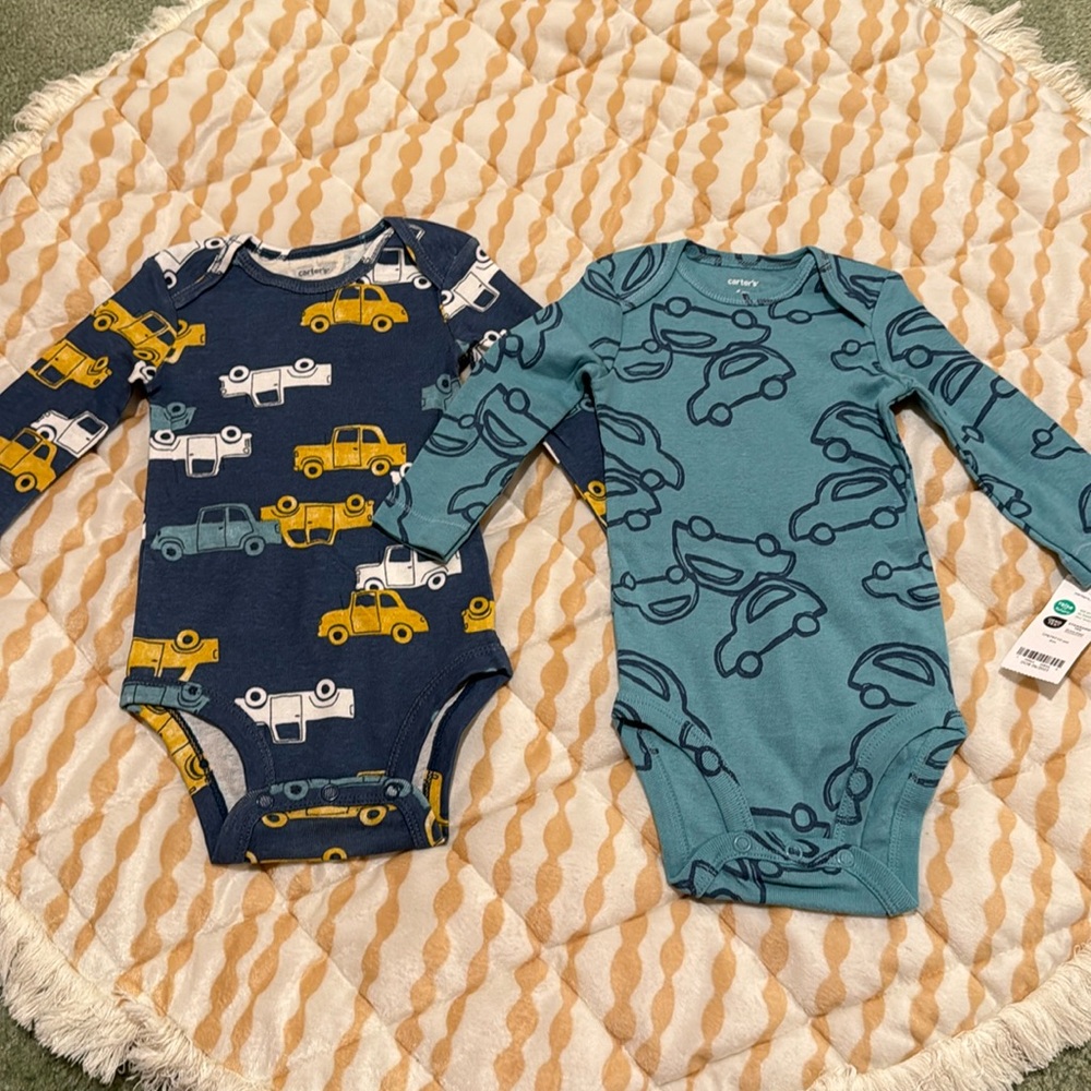 Set of 2 Carter’s car onesies (6mo)